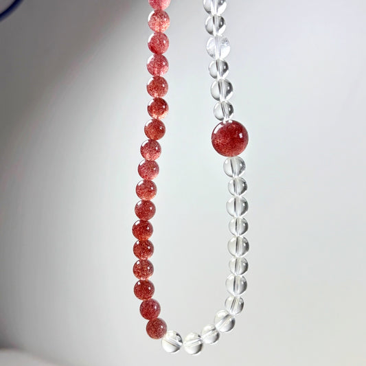 802 Strawberry Quartz Clear Quartz bracelet