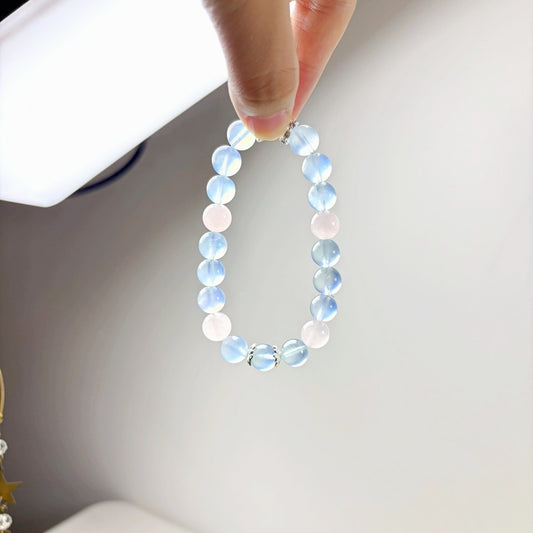 504 Aquamarine Rose Quartz Bracelet