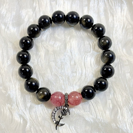 902 Gold Obsidian Strawberry Quartz bracelet