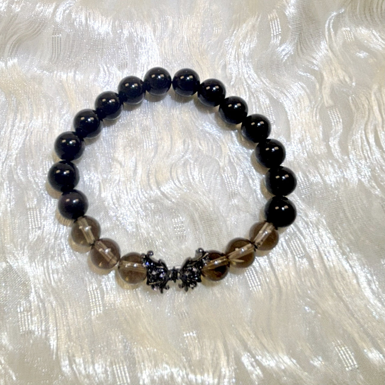 1101 Smoky Quartz Black Obsidian bracelet