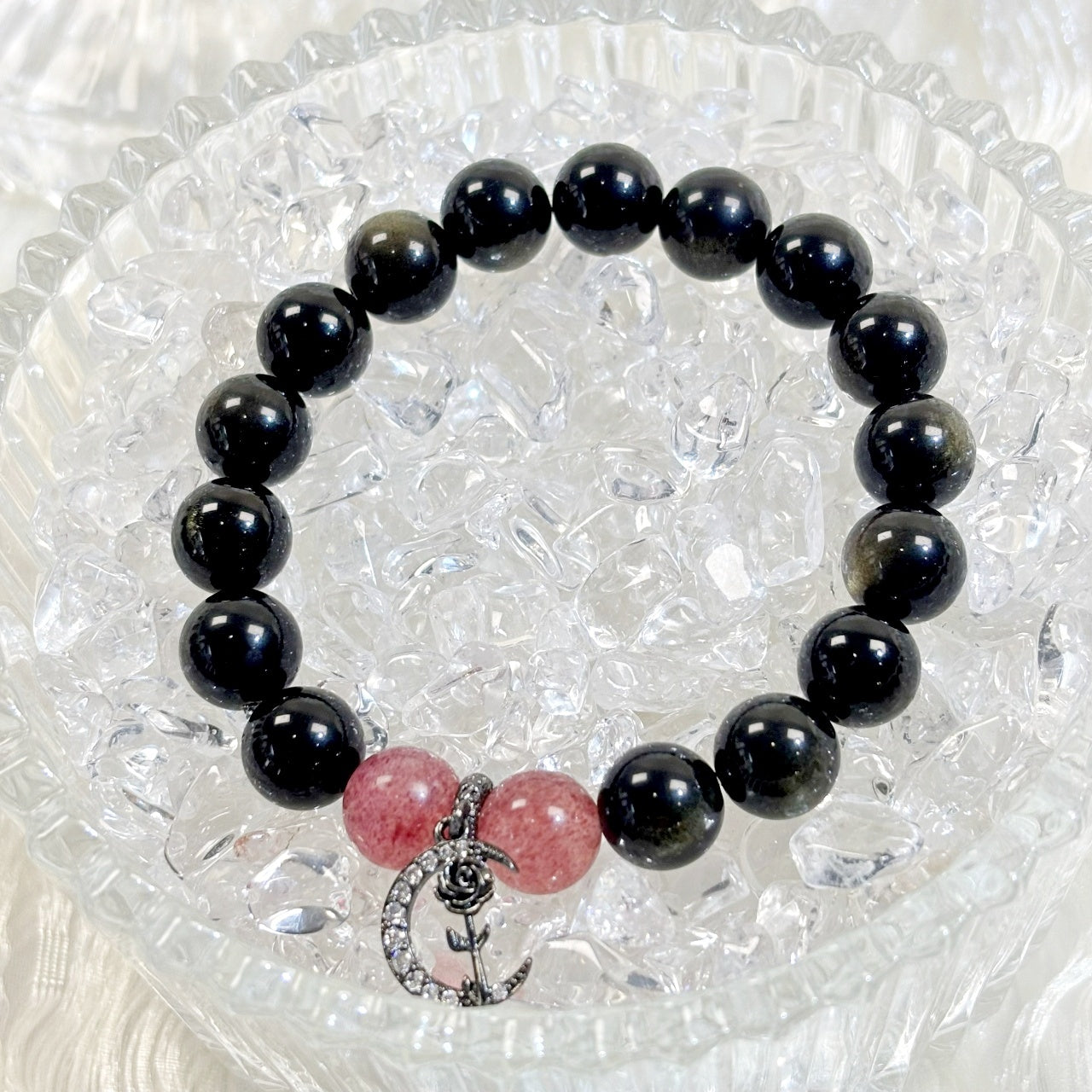 902 Gold Obsidian Strawberry Quartz bracelet