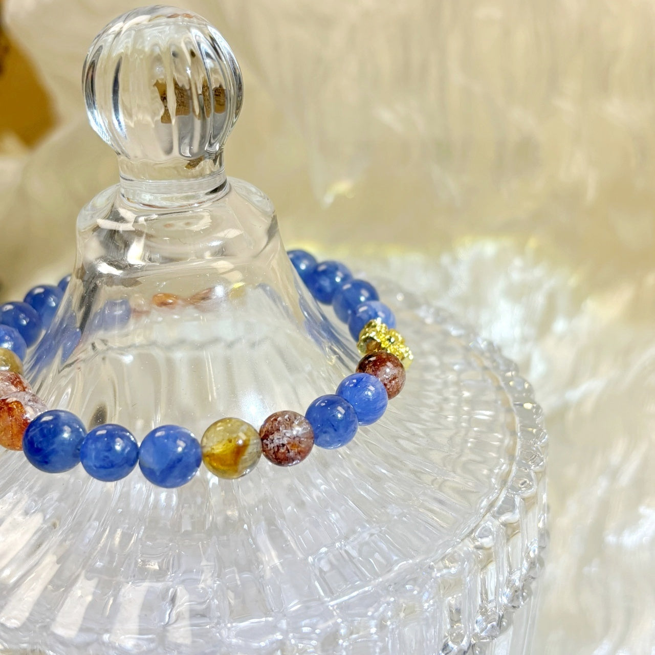 1201 Kyanite Yellow Phantom Quartz Red Flower Phantom Quartz Bracelet