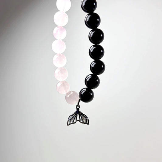 801 Rose Quartz Black Obsidian bracelet