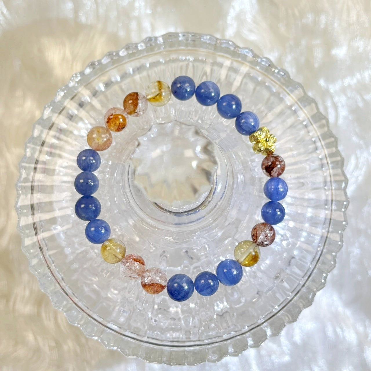 1201 Kyanite Yellow Phantom Quartz Red Flower Phantom Quartz Bracelet