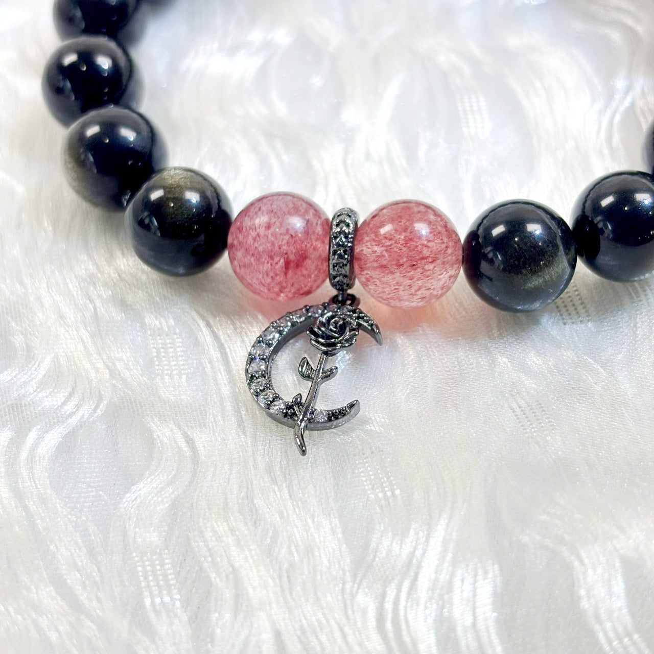 902 Gold Obsidian Strawberry Quartz bracelet