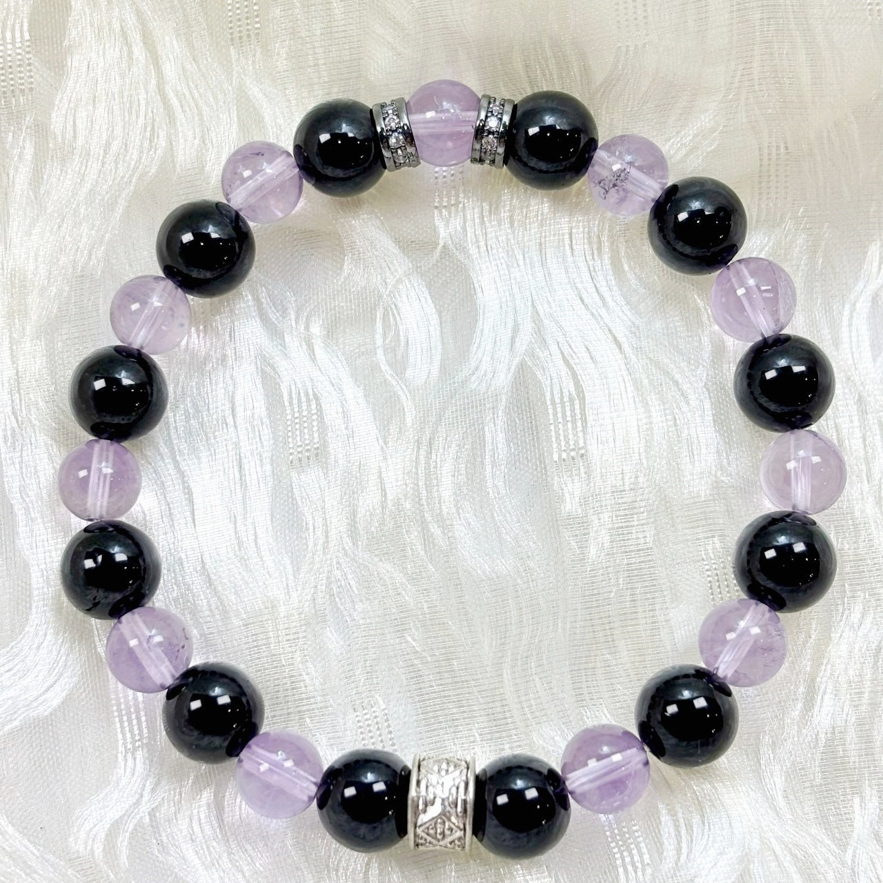 701 Bolivian Amethyst Black Obsidian bracelet
