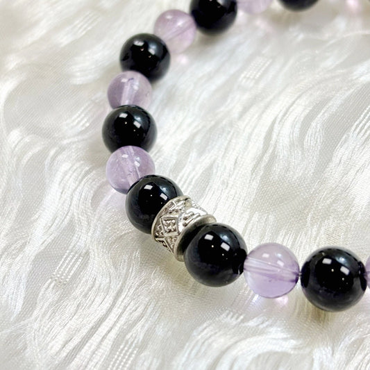 701 Bolivian Amethyst Black Obsidian bracelet
