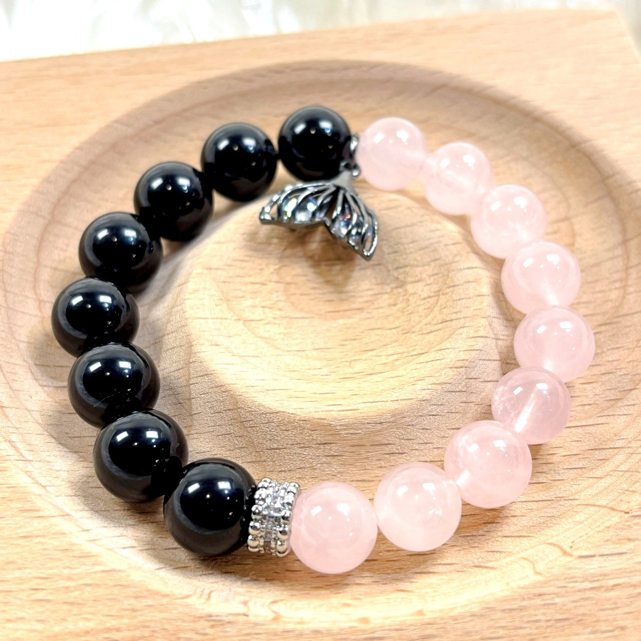 801 Rose Quartz Black Obsidian bracelet