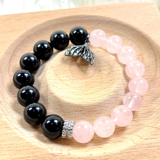 801 Rose Quartz Black Obsidian bracelet