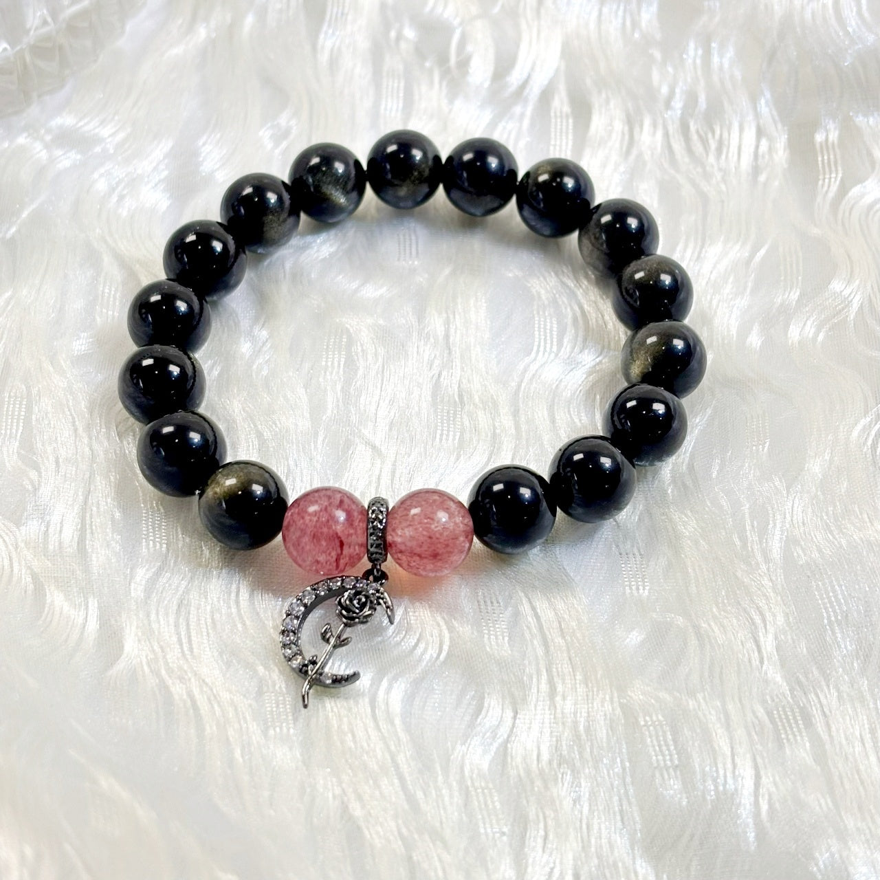 902 Gold Obsidian Strawberry Quartz bracelet