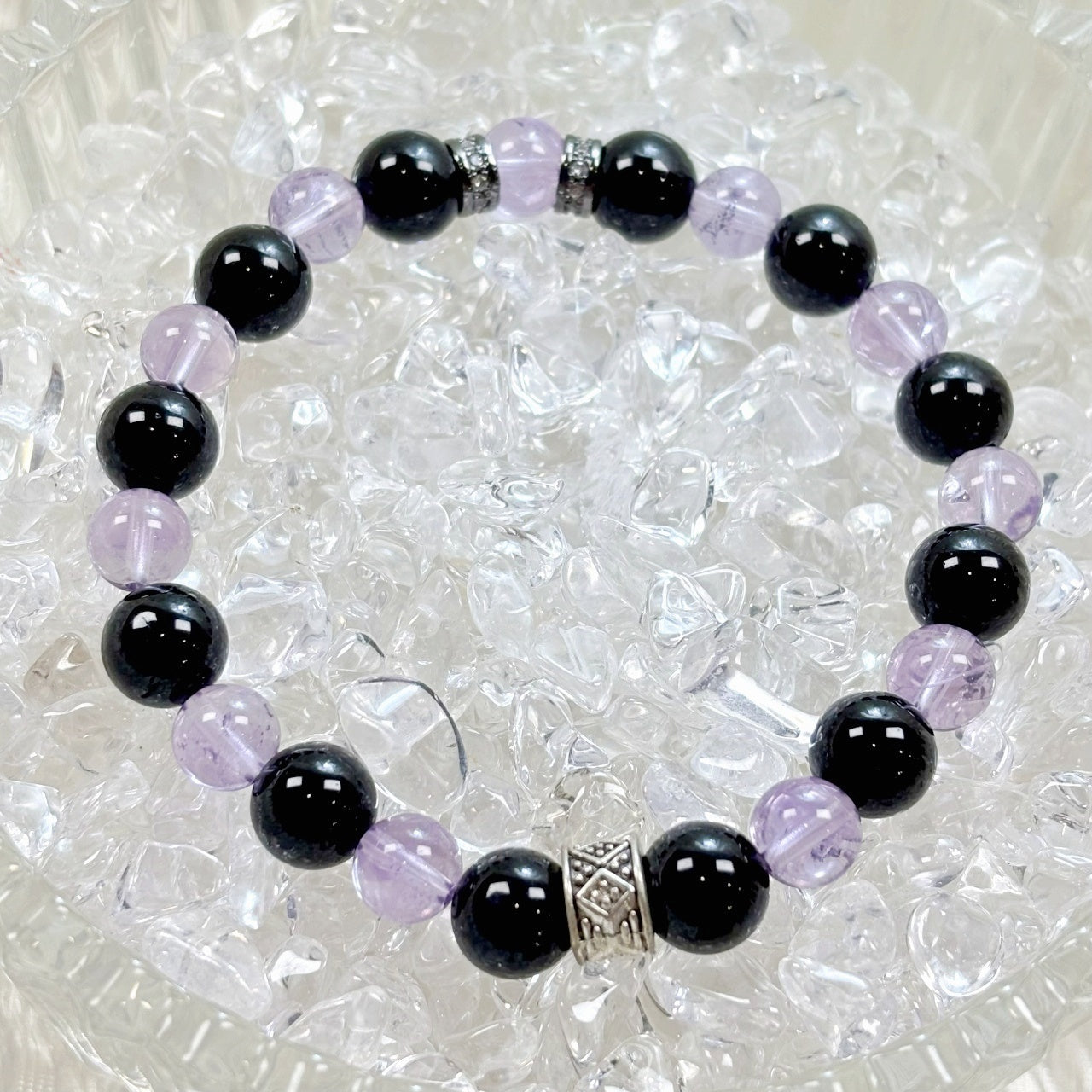701 Bolivian Amethyst Black Obsidian bracelet