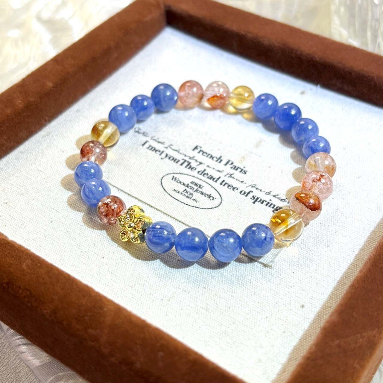 1201 Kyanite Yellow Phantom Quartz Red Flower Phantom Quartz Bracelet