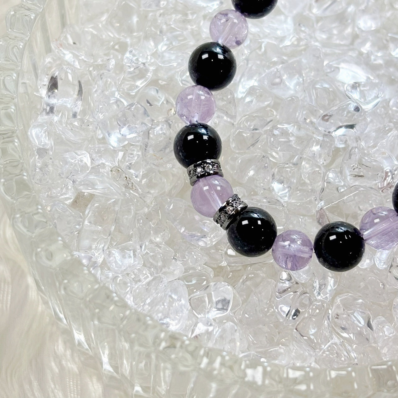 701 Bolivian Amethyst Black Obsidian bracelet