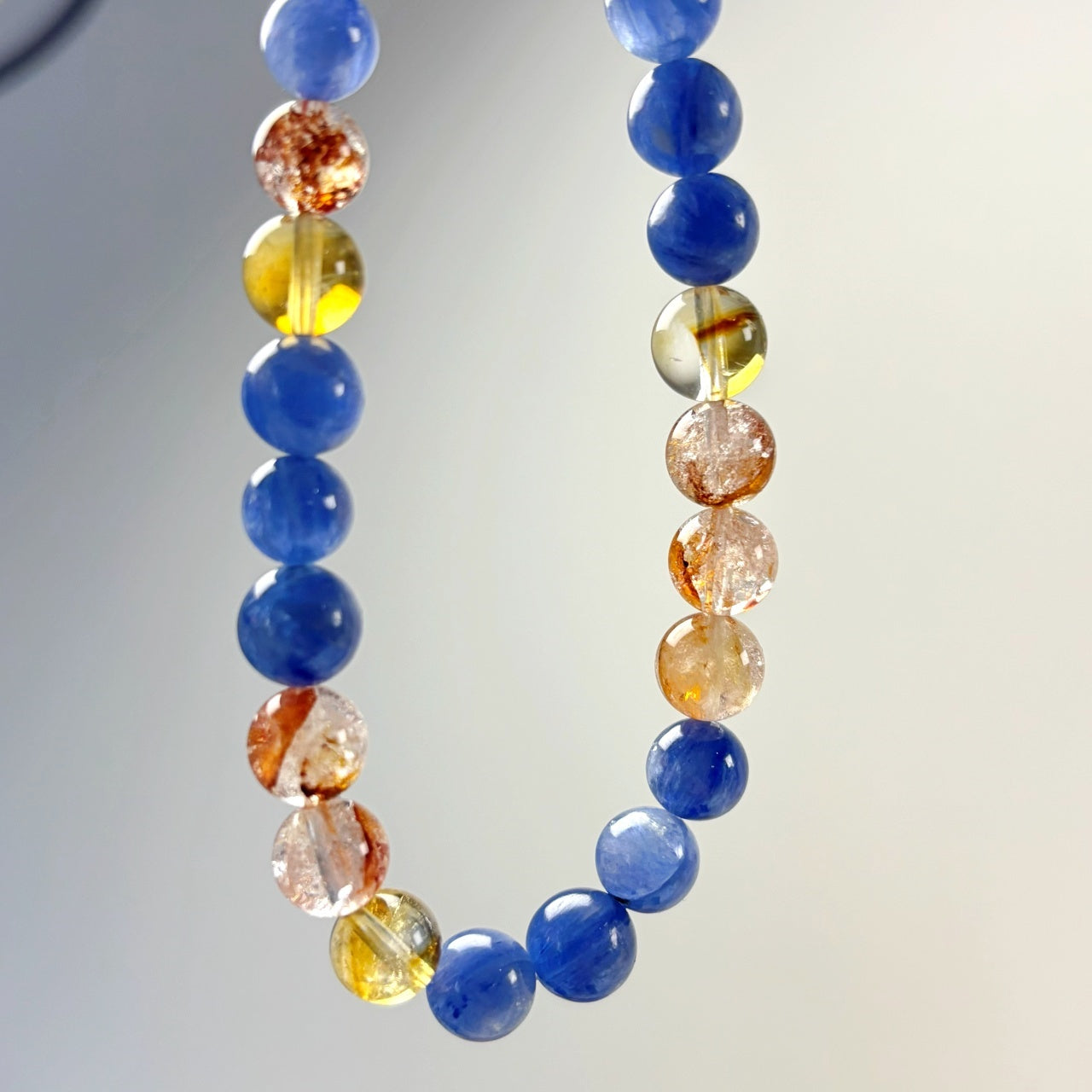 1201 Kyanite Yellow Phantom Quartz Red Flower Phantom Quartz Bracelet