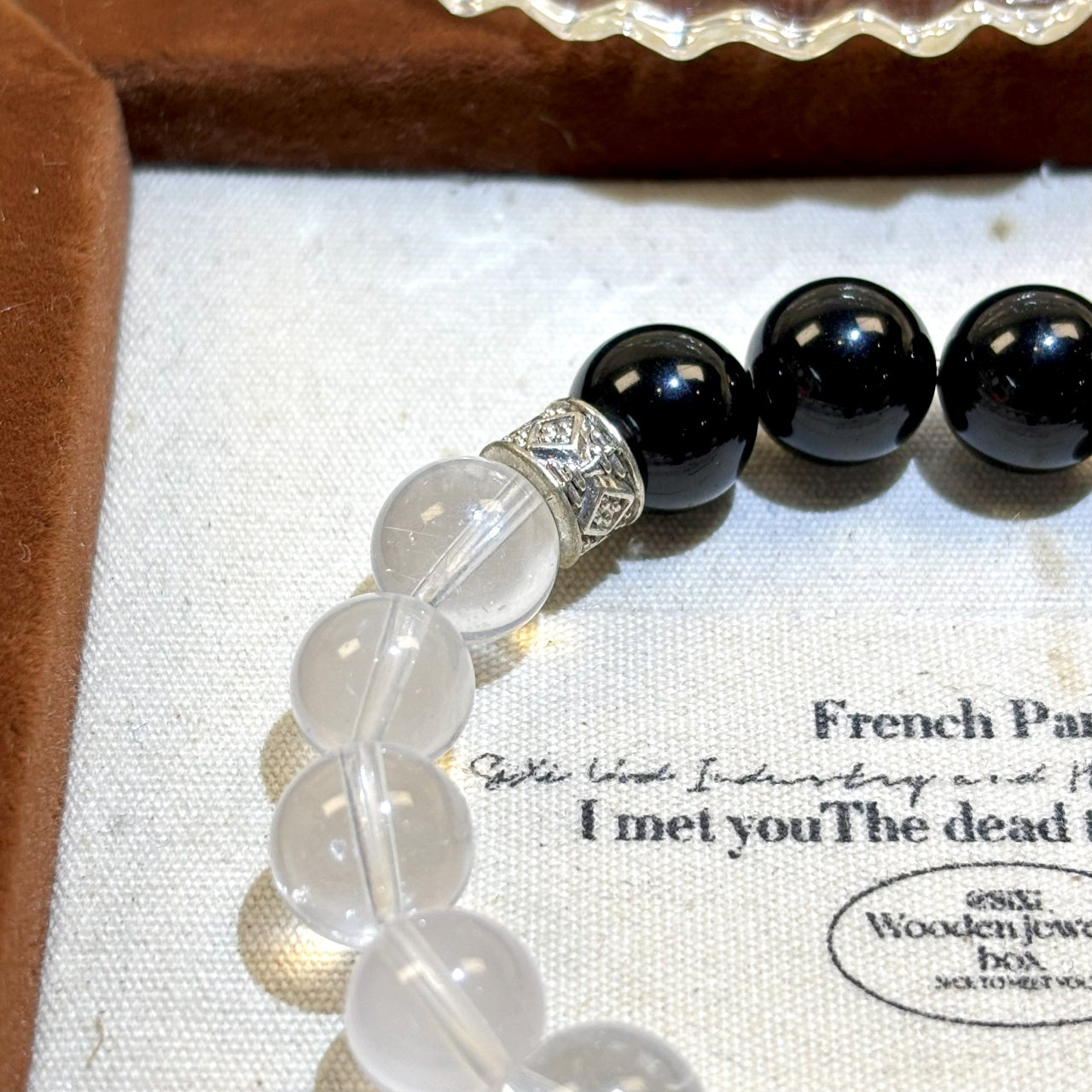 1102 Black Obsidian Milky Quartz bracelet
