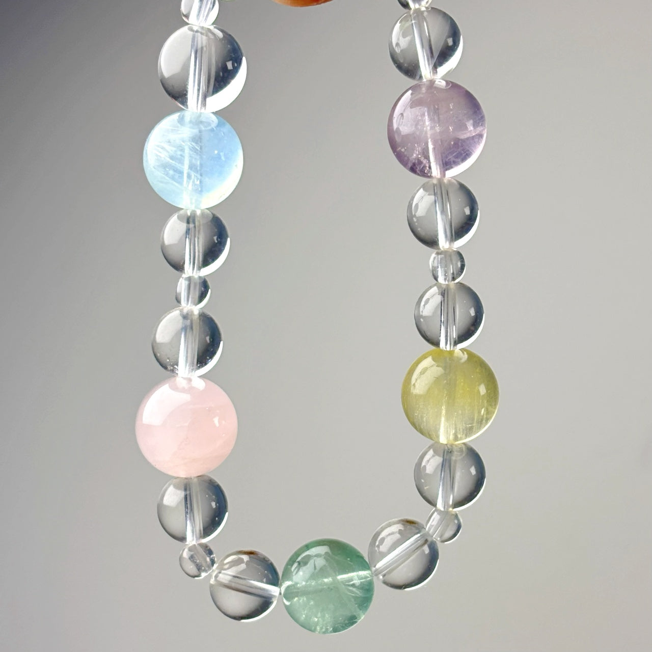 1202 Multi-color Fluorite Aquamarine Clear Quartz bracelet