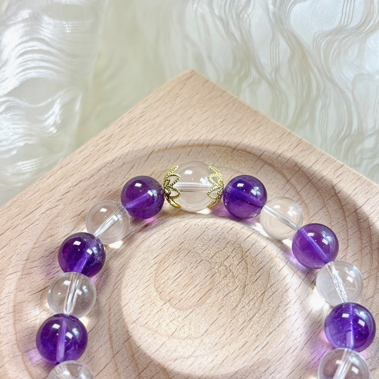 703 Uruguayan Amethyst Clear Quartz Bracelet