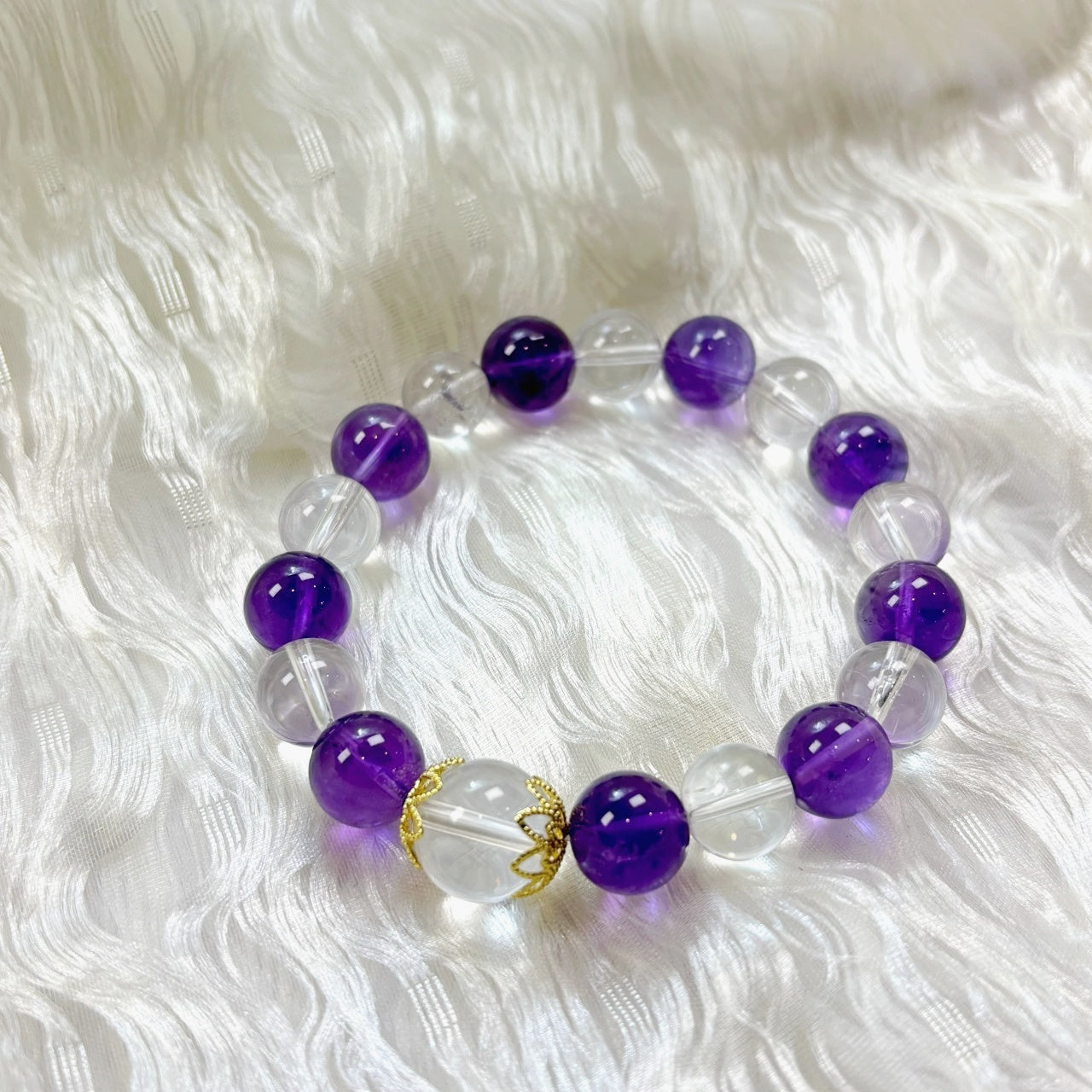 703 Uruguayan Amethyst Clear Quartz Bracelet