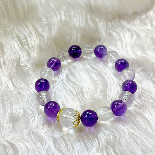 703 Uruguayan Amethyst Clear Quartz Bracelet