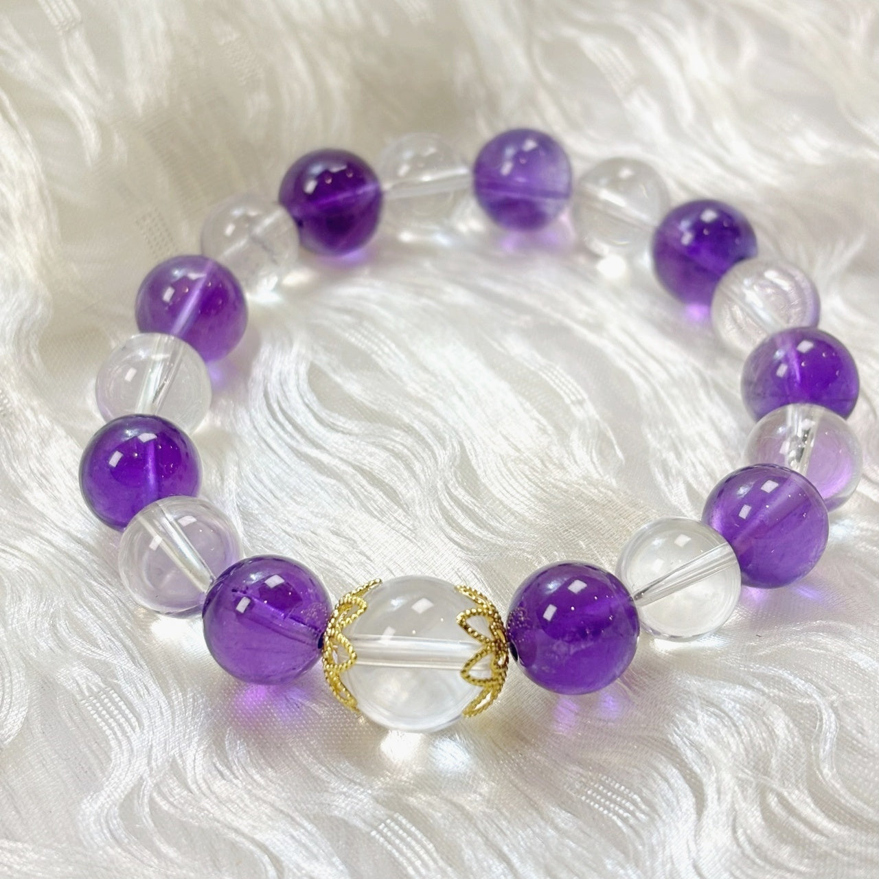 703 Uruguayan Amethyst Clear Quartz Bracelet