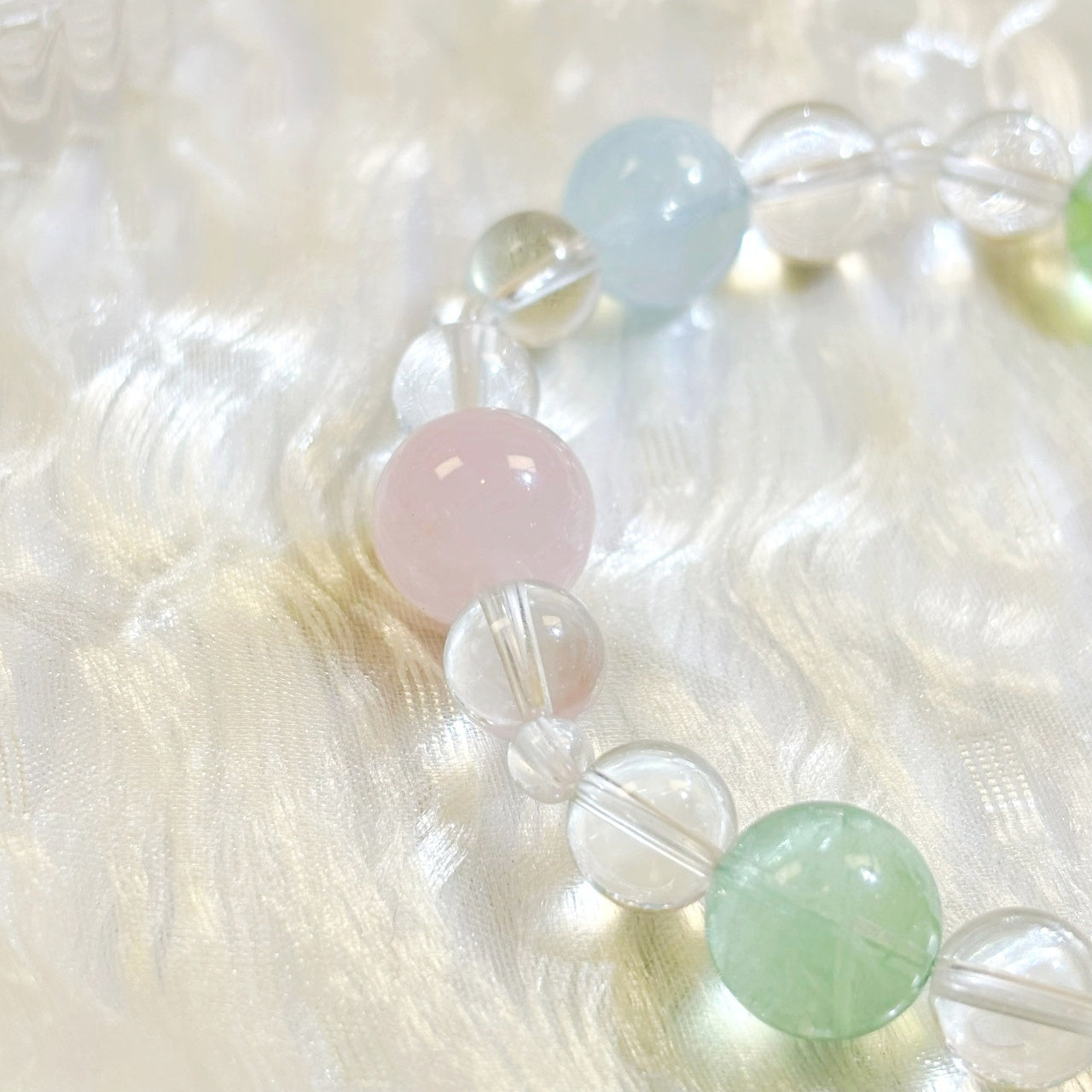 1202 Multi-color Fluorite Aquamarine Clear Quartz bracelet