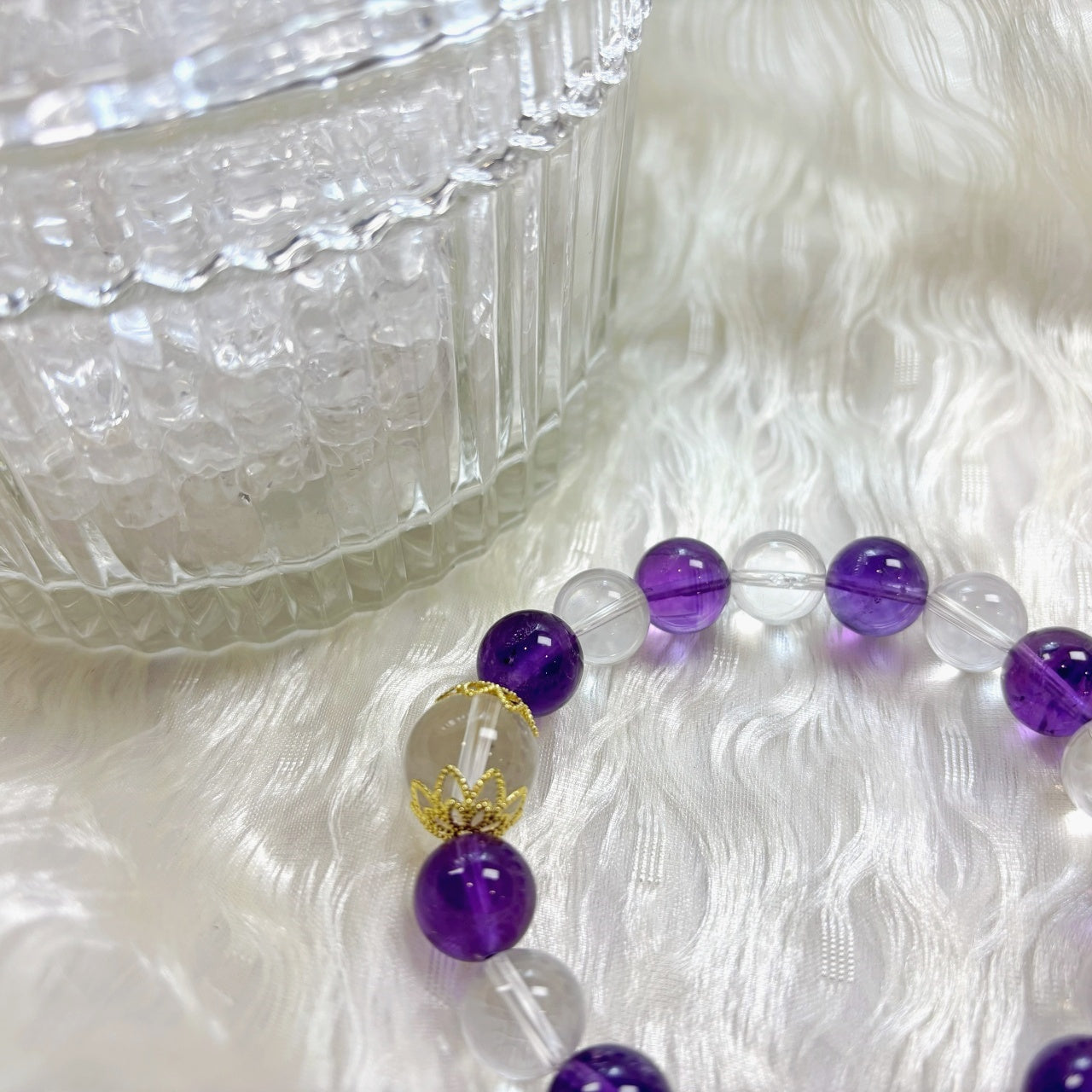 703 Uruguayan Amethyst Clear Quartz Bracelet