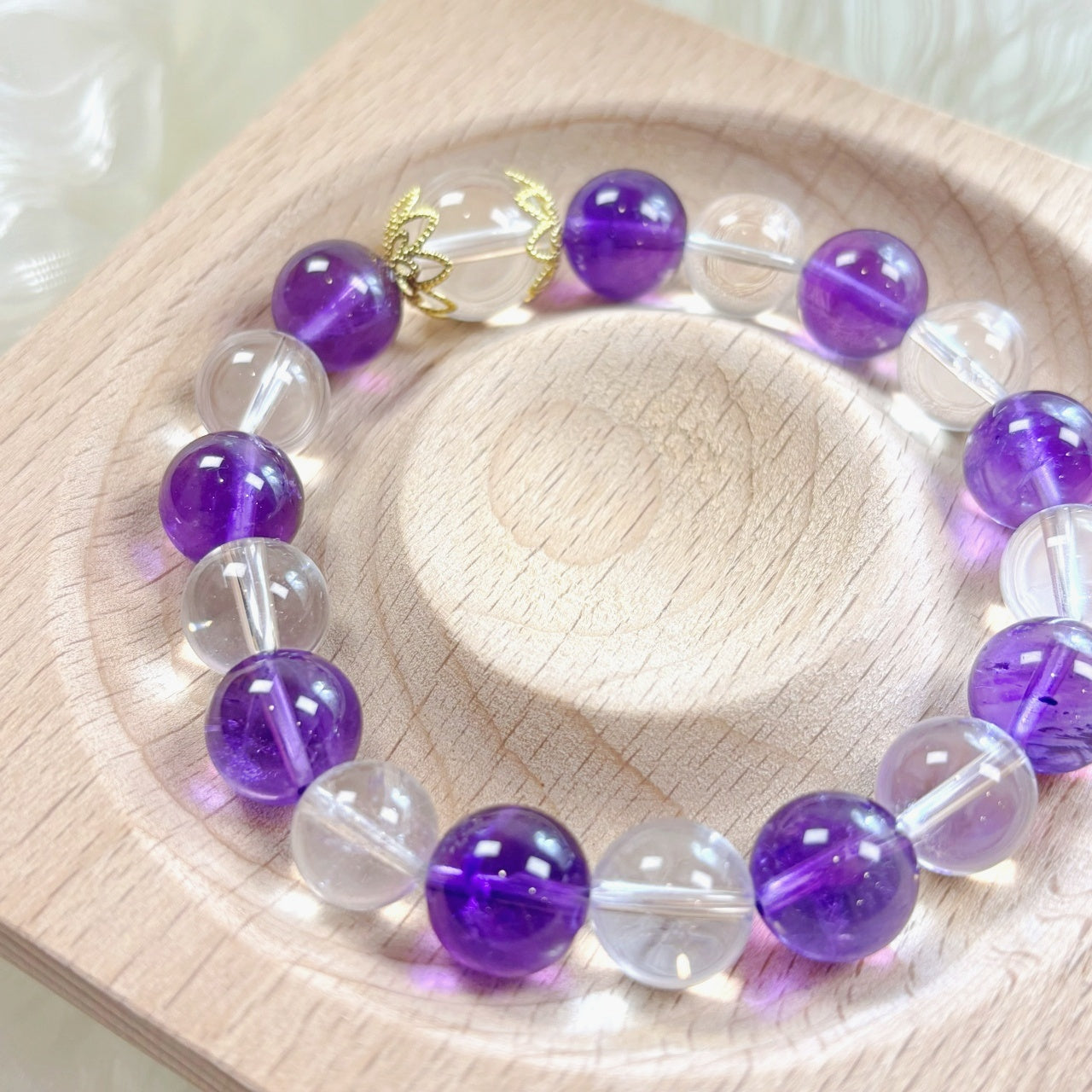 703 Uruguayan Amethyst Clear Quartz Bracelet