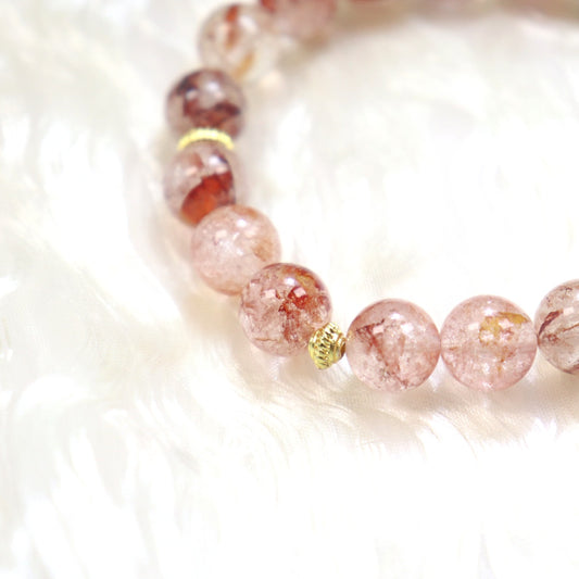 103 Red Flower Phantom Quartz  Bracelet