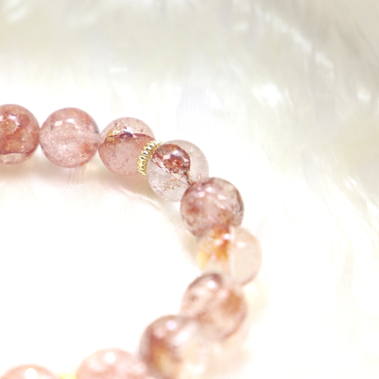 103 Red Flower Phantom Quartz  Bracelet