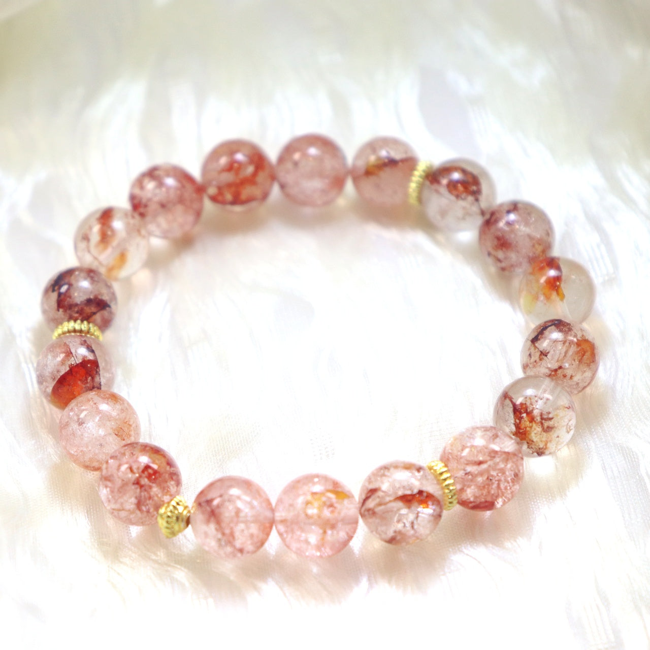103 Red Flower Phantom Quartz  Bracelet