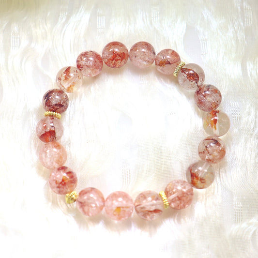 103 Red Flower Phantom Quartz  Bracelet