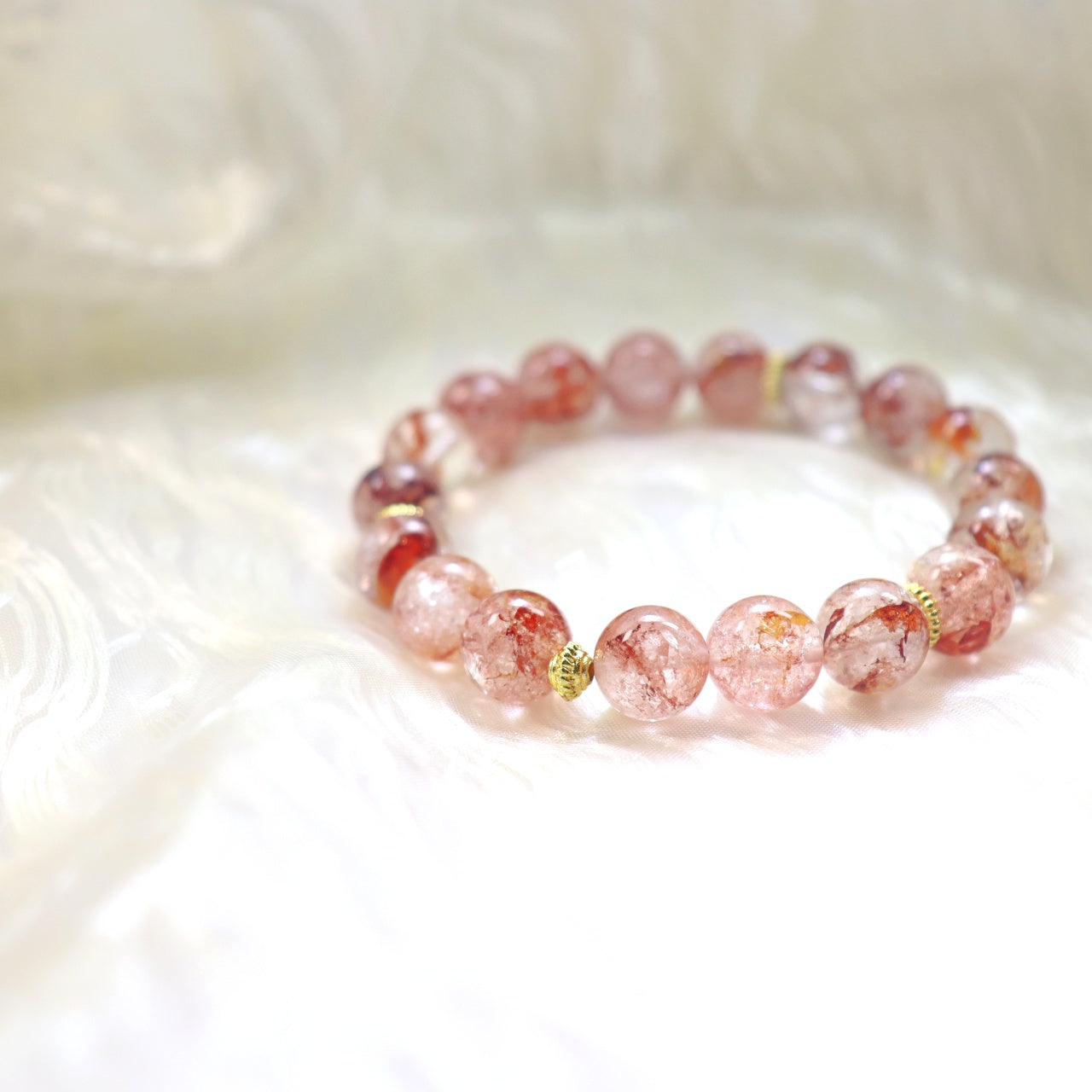 103 Red Flower Phantom Quartz  Bracelet