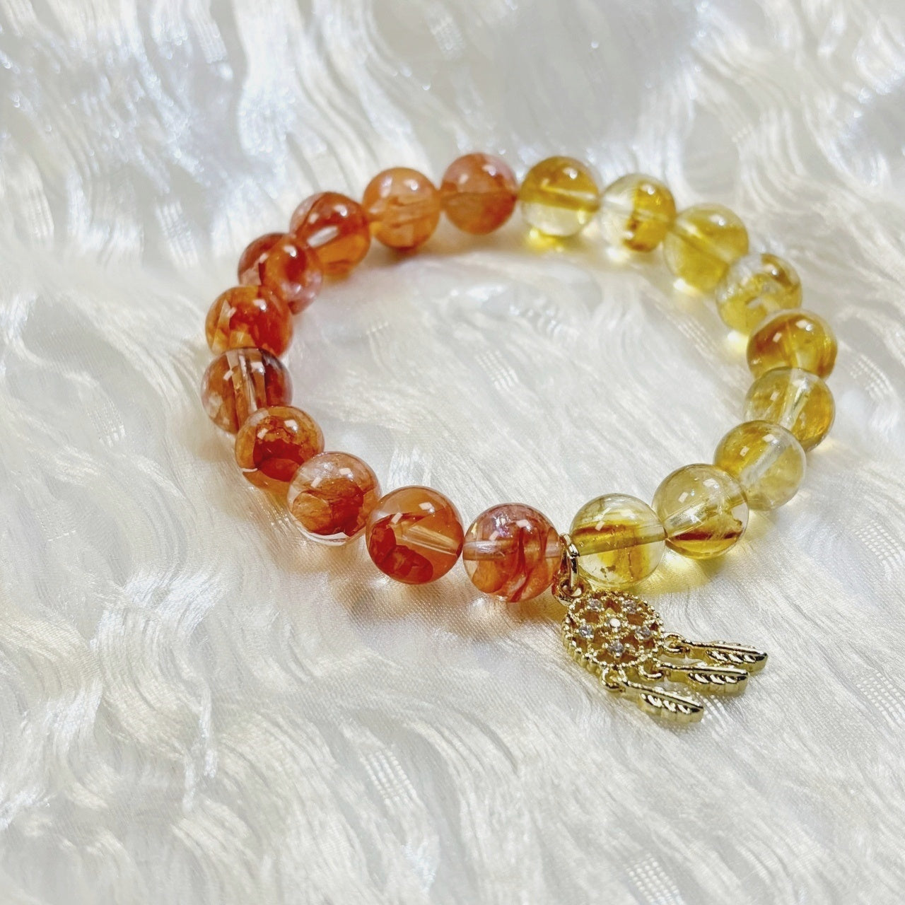 201 Yellow Phantom Quartz Orange Flower Phantom Quartz Bracelet