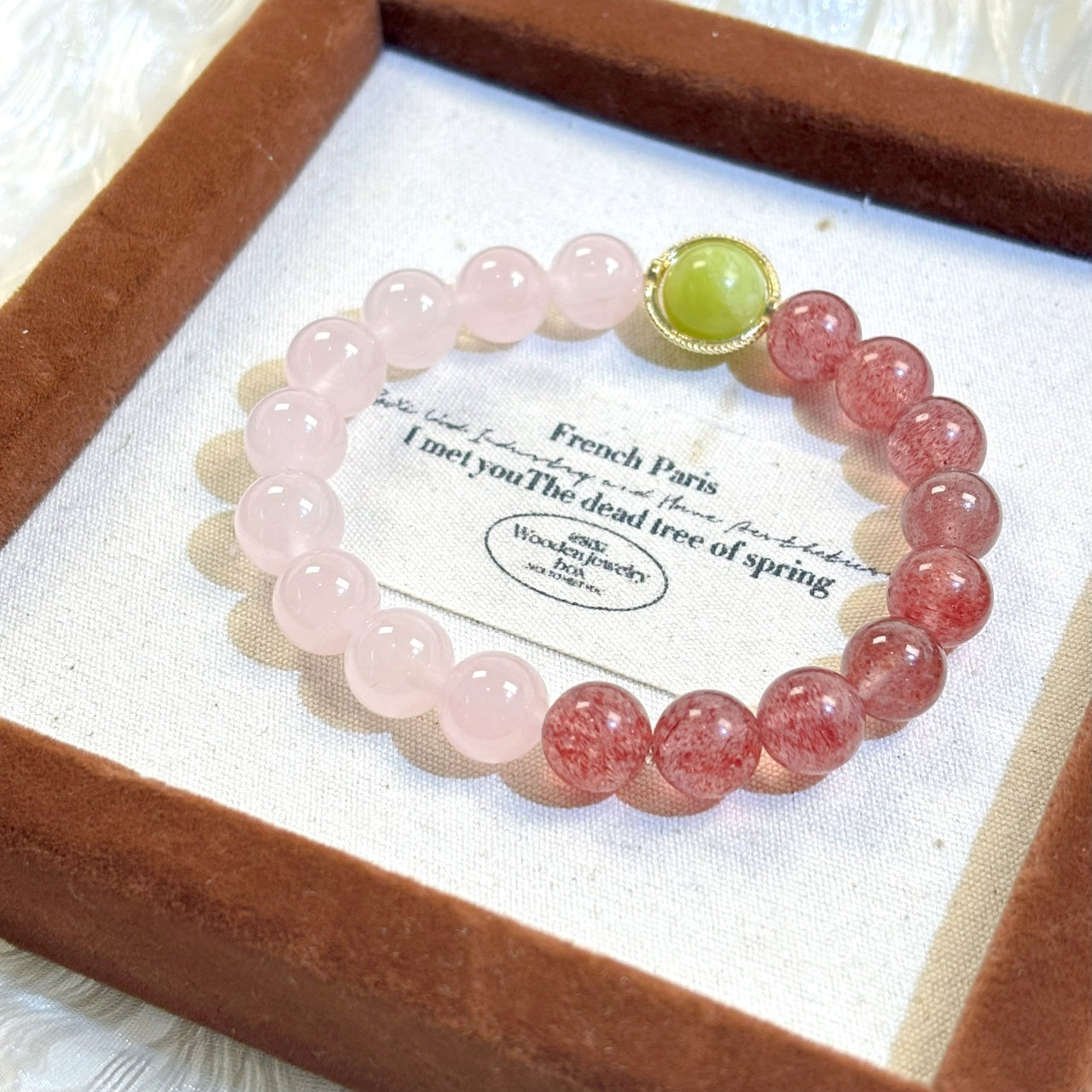 803 Strawberry Quartz Rose Quartz Serpentine Jade bracelet