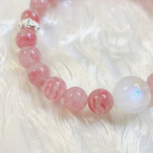 804 Rodonite Blue Moonstone bracelet