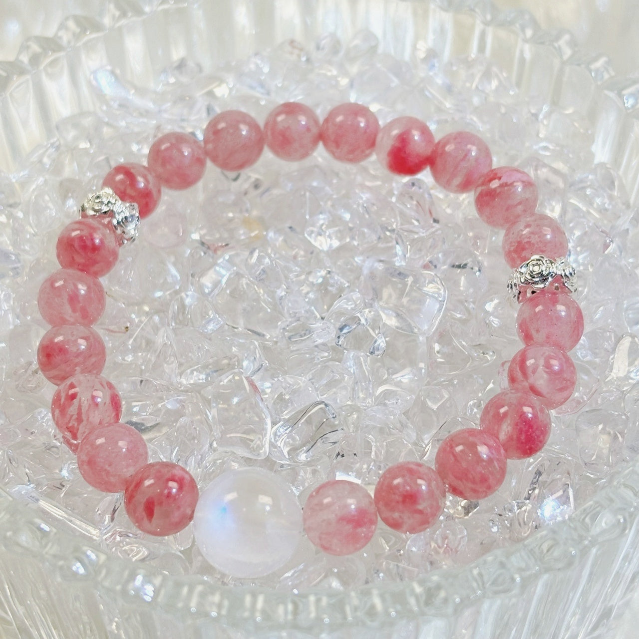 804 Rodonite Blue Moonstone bracelet