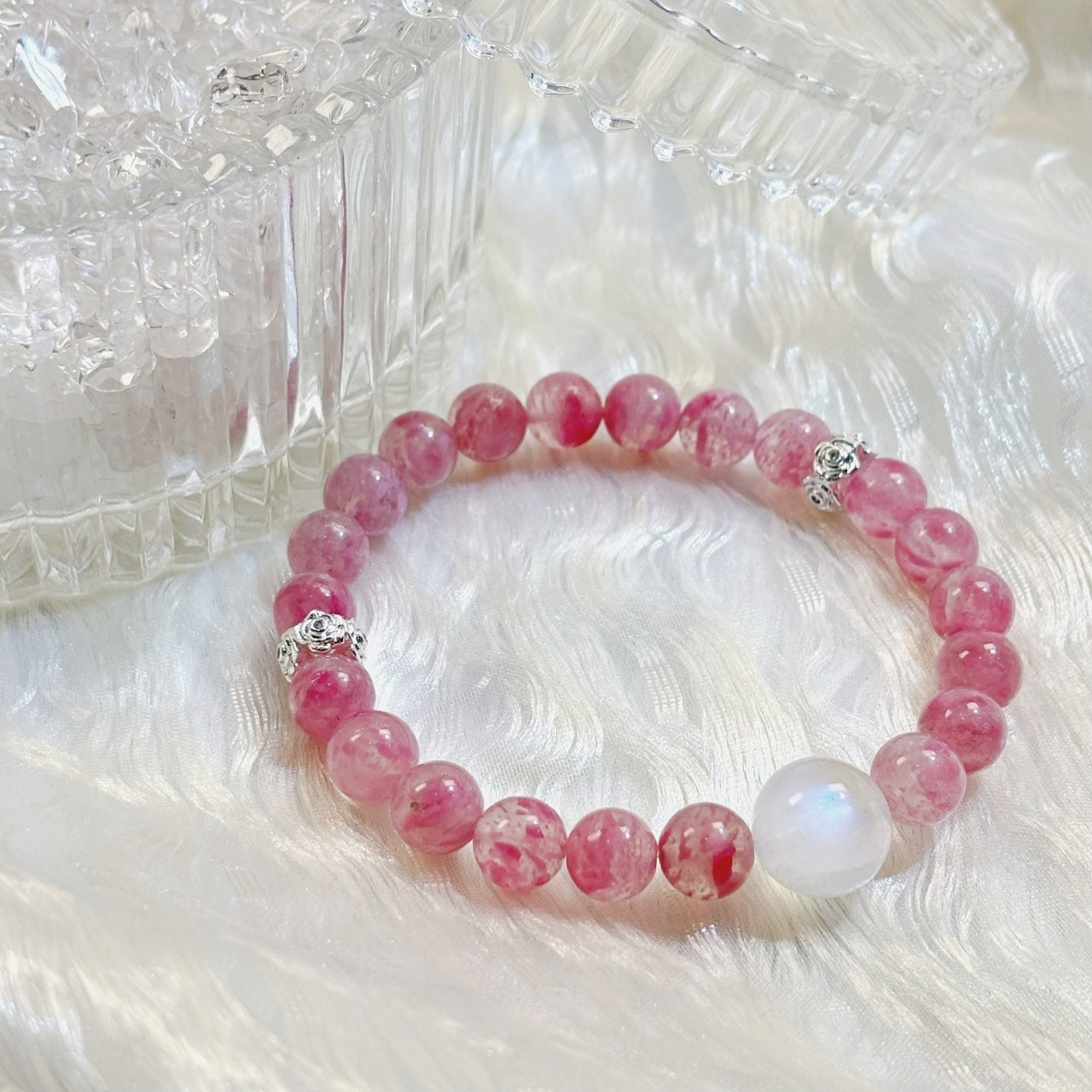 804 Rodonite Blue Moonstone bracelet