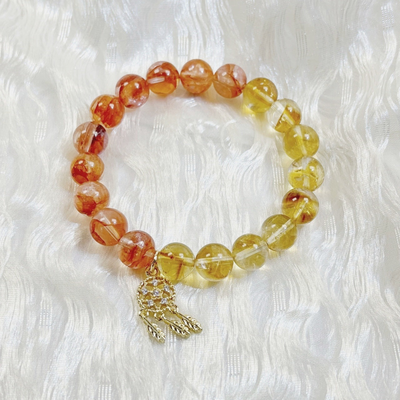 201 Yellow Phantom Quartz Orange Flower Phantom Quartz Bracelet