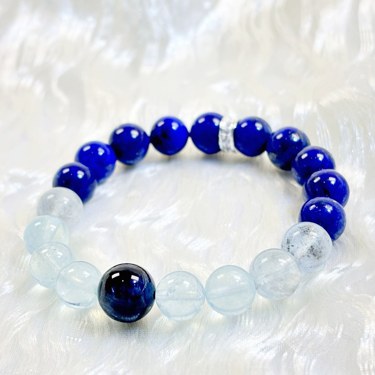 602  Lapis Lazuli Aquamarine Blue Tiger's Eye Bracelet