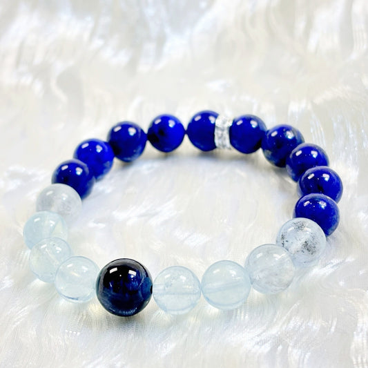 602  Lapis Lazuli Aquamarine Blue Tiger's Eye Bracelet