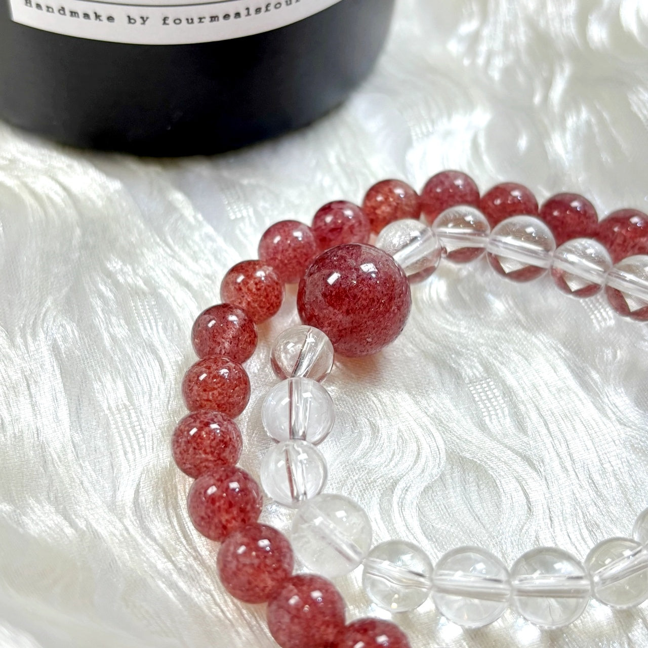 802 Strawberry Quartz  Clear Quartz bracelet