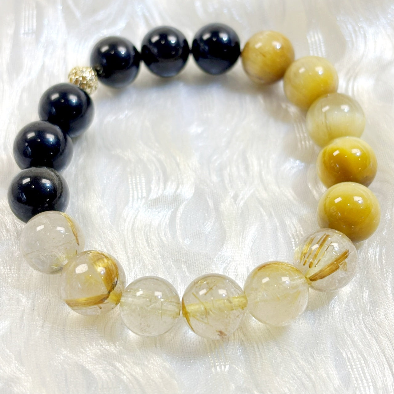 903 Gold Obsidian Gold Rutilated Quartz Golden Tiger's Eye bracelet