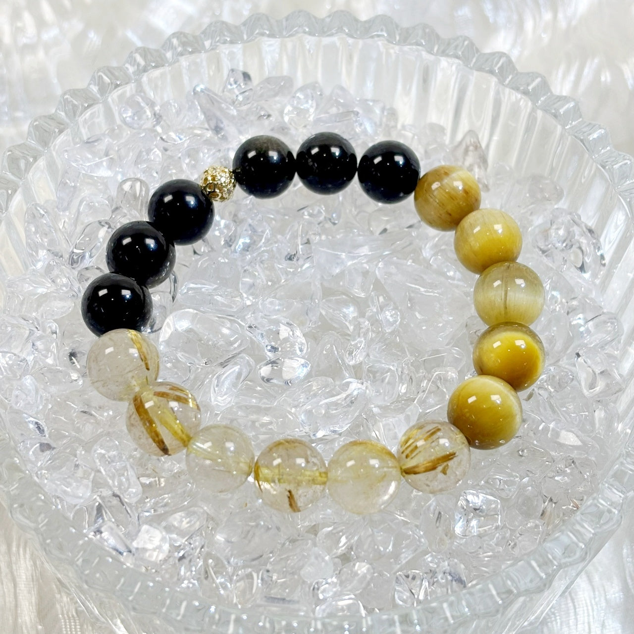 903 Gold Obsidian Gold Rutilated Quartz Golden Tiger's Eye bracelet