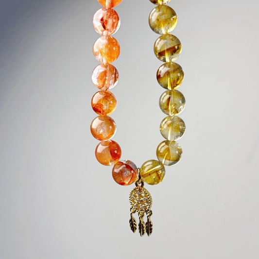 201 Yellow Phantom Quartz Orange Flower Phantom Quartz Bracelet