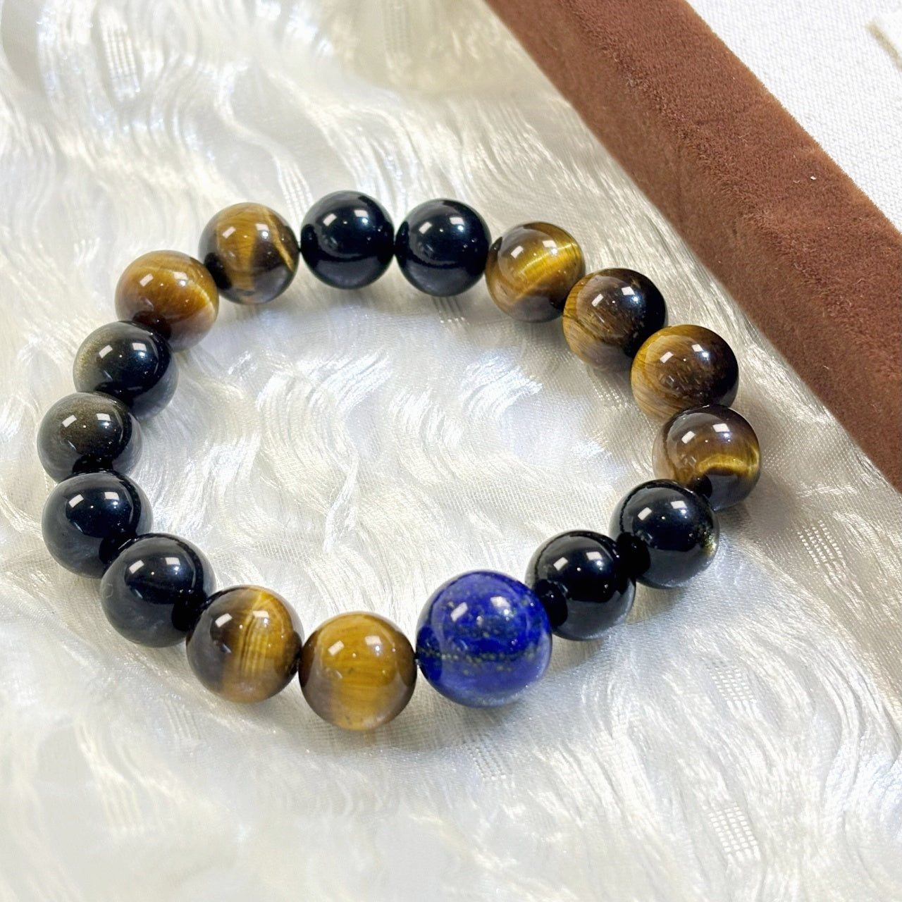 603  Lapis Lazuli Gold Obsidian Yellow Tiger's Eye Bracelet