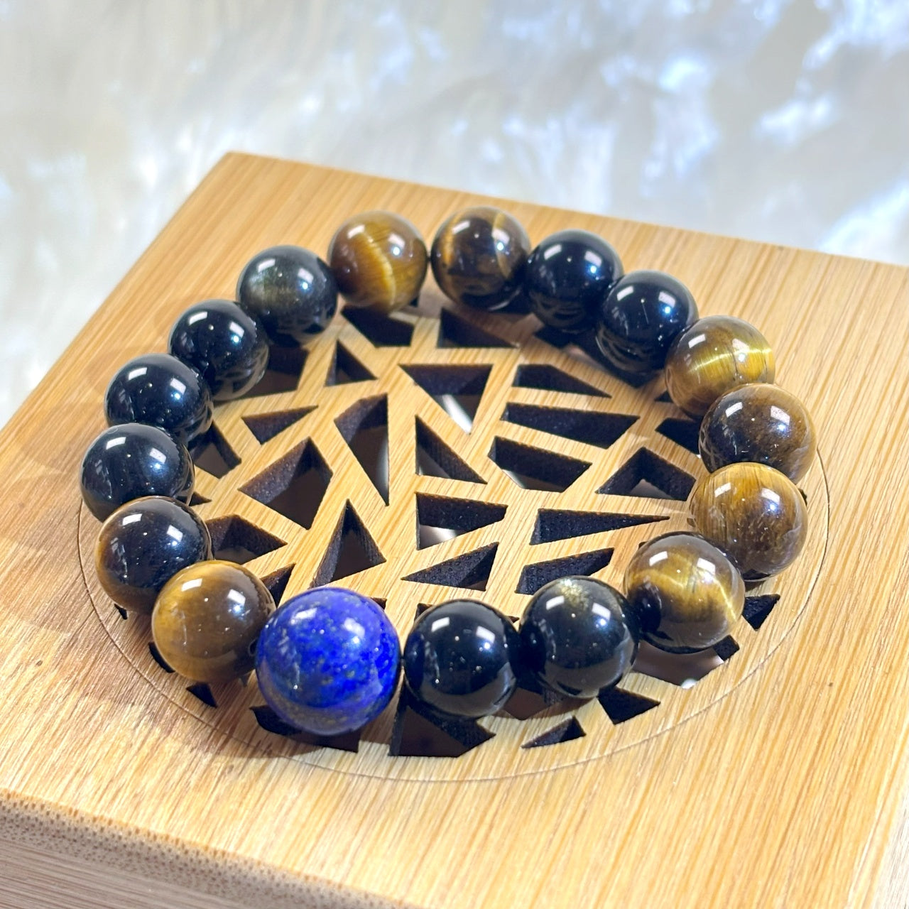 603  Lapis Lazuli Gold Obsidian Yellow Tiger's Eye Bracelet
