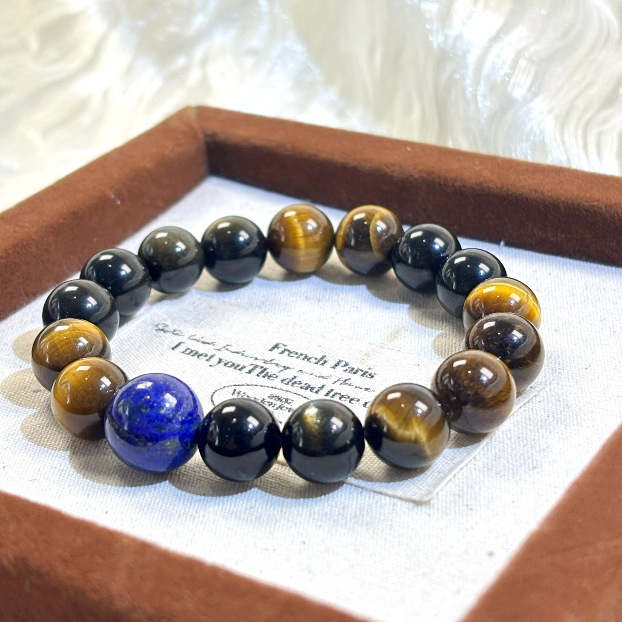 603  Lapis Lazuli Gold Obsidian Yellow Tiger's Eye Bracelet
