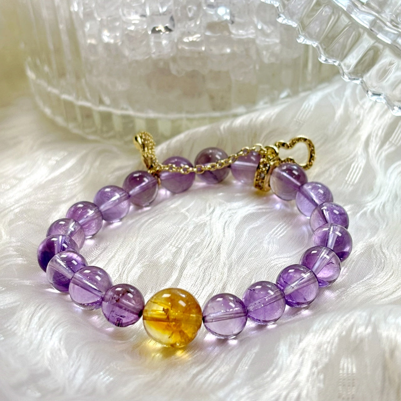 705 Uruguayan Amethyst Yellow Phantom Quartz Bracelet