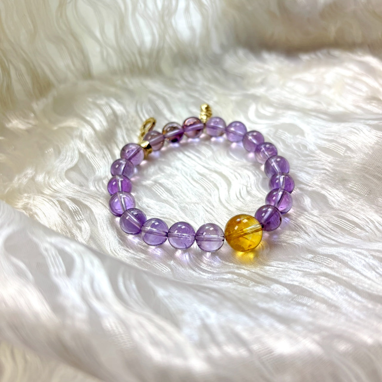 705 Uruguayan Amethyst Yellow Phantom Quartz Bracelet