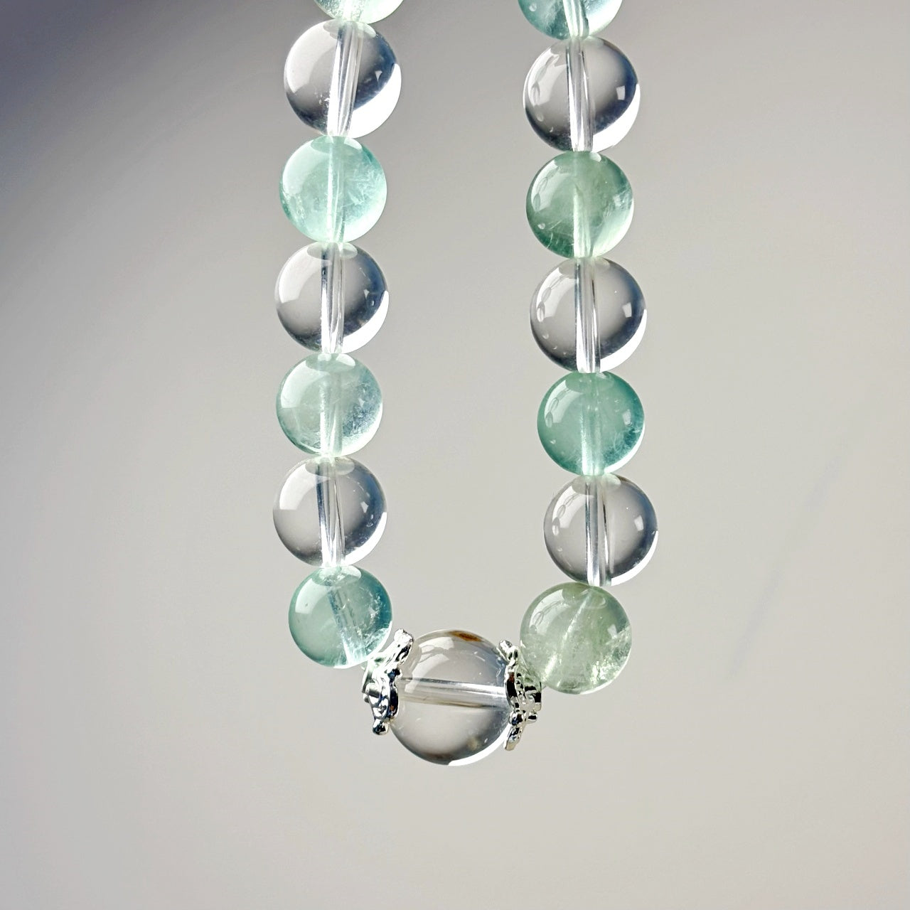1004 Clear Quartz Green Fluorite bracelet